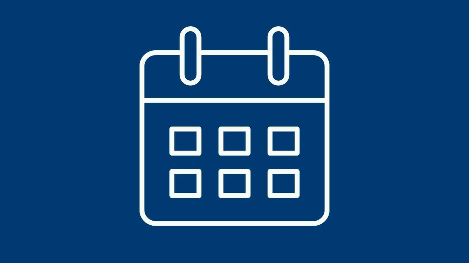 Calendar icon on blue background.